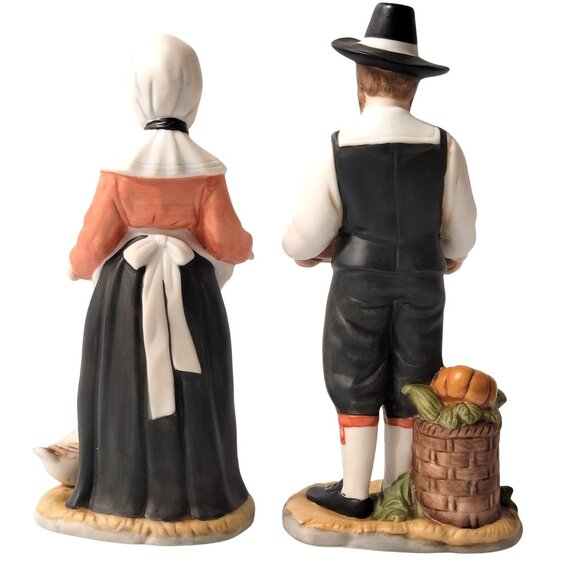 Home Interior Rewards of the Harvest 2 Porcelain Pilgrim Figurines Thanksgiving - Picture 2 of 12